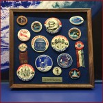 Walnut Shadow Box with NASA Memorabilia shadow box with brass plaque
