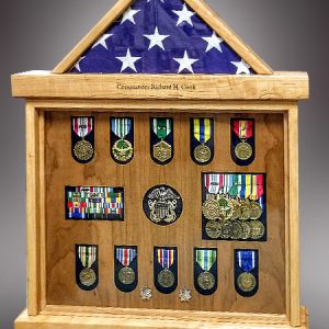 Flag Case with Laser cut wood mat Flag Case with Laser cut wood mat